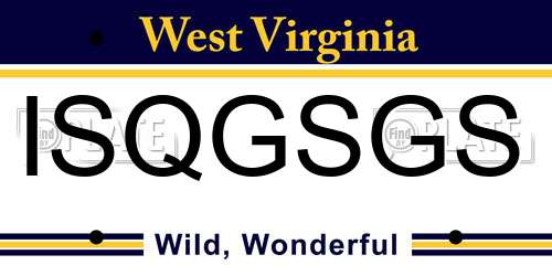 ISQGSGS West Virginia License Plate