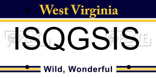 ISQGSIS West Virginia License Plate
