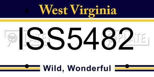 ISS5482 West Virginia License Plate
