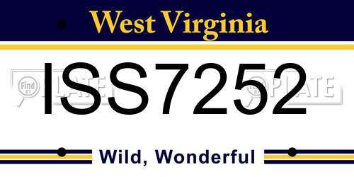ISS7252 West Virginia License Plate
