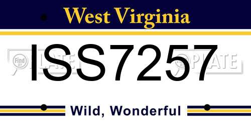 ISS7257 West Virginia License Plate