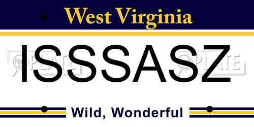ISSSASZ West Virginia License Plate