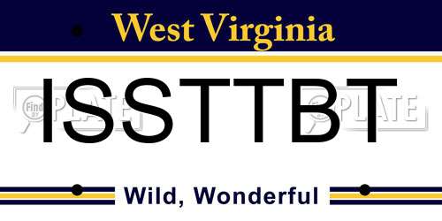 ISSTTBT West Virginia License Plate