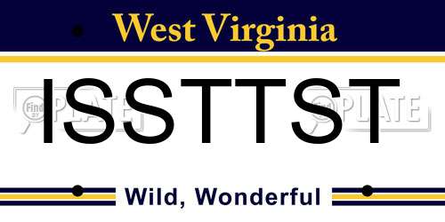 ISSTTST West Virginia License Plate