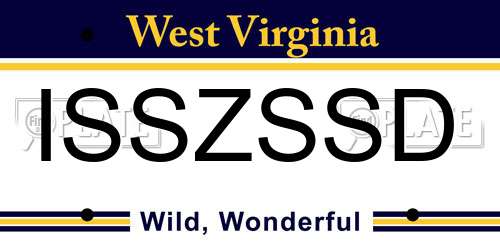 ISSZSSD West Virginia License Plate