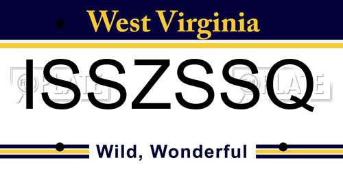 ISSZSSQ West Virginia License Plate