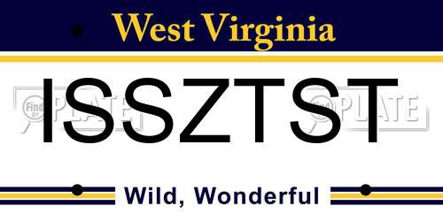 ISSZTST West Virginia License Plate