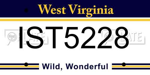 IST5228 West Virginia License Plate