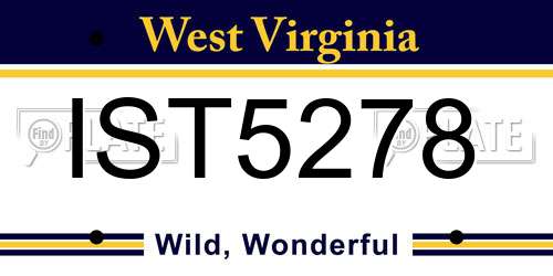 IST5278 West Virginia License Plate