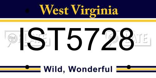 IST5728 West Virginia License Plate