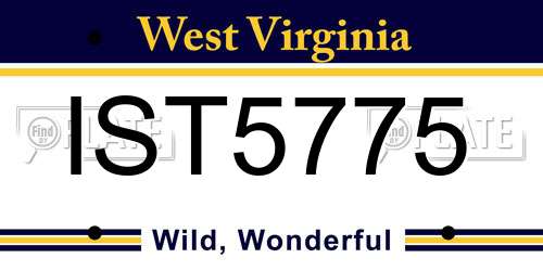 IST5775 West Virginia License Plate