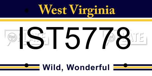 IST5778 West Virginia License Plate