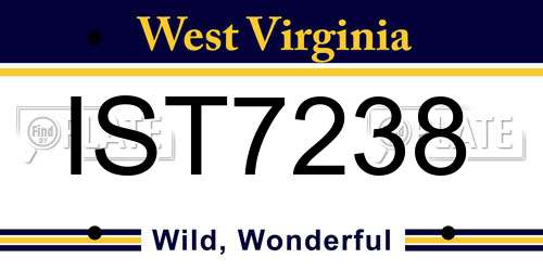IST7238 West Virginia License Plate