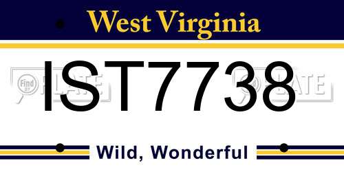 IST7738 West Virginia License Plate