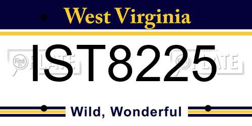 IST8225 West Virginia License Plate