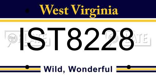 IST8228 West Virginia License Plate