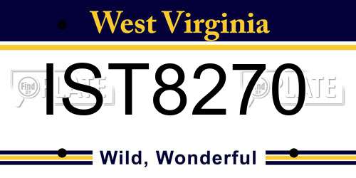 IST8270 West Virginia License Plate