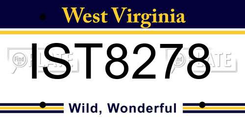 IST8278 West Virginia License Plate