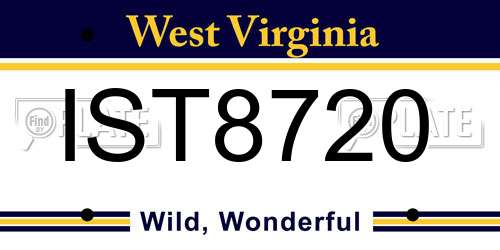 IST8720 West Virginia License Plate