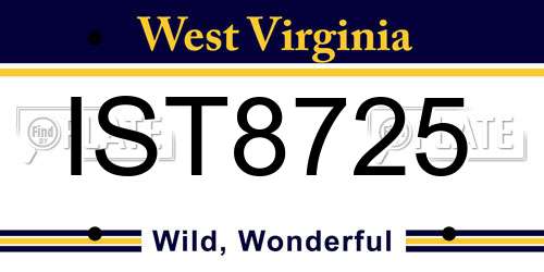 IST8725 West Virginia License Plate
