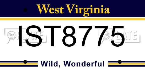 IST8775 West Virginia License Plate