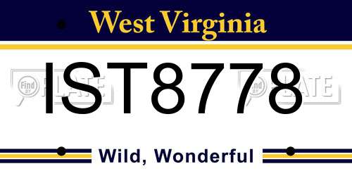 IST8778 West Virginia License Plate