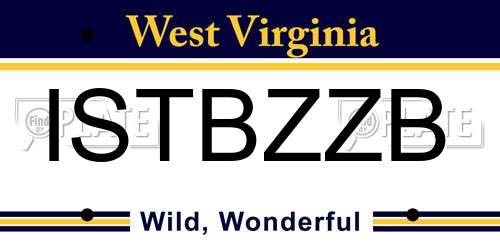 ISTBZZB West Virginia License Plate