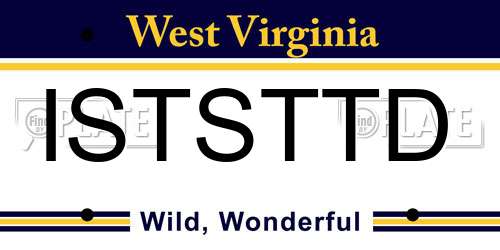 ISTSTTD West Virginia License Plate