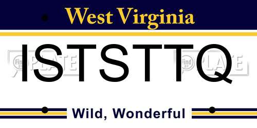 ISTSTTQ West Virginia License Plate
