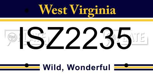 ISZ2235 West Virginia License Plate