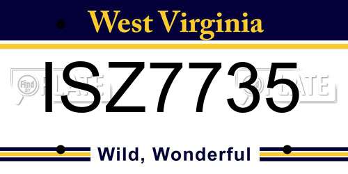 ISZ7735 West Virginia License Plate