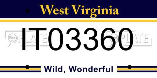 IT03360 West Virginia License Plate