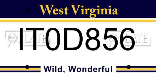 IT0D856 West Virginia License Plate
