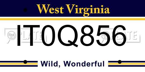 IT0Q856 West Virginia License Plate