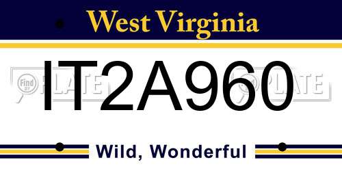 IT2A960 West Virginia License Plate