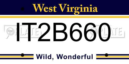 IT2B660 West Virginia License Plate