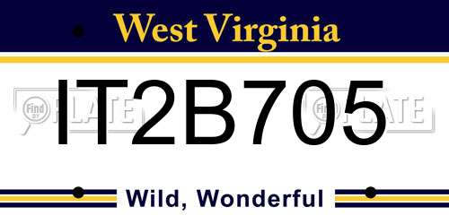 IT2B705 West Virginia License Plate