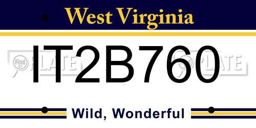 IT2B760 West Virginia License Plate