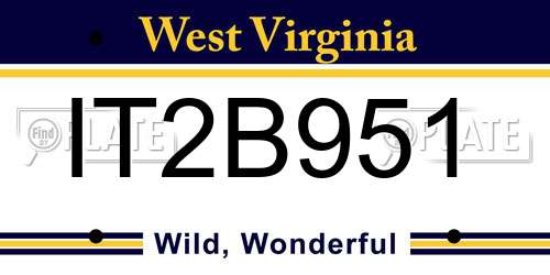 IT2B951 West Virginia License Plate