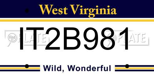 IT2B981 West Virginia License Plate