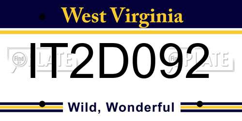 IT2D092 West Virginia License Plate