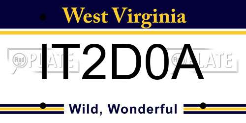 IT2D0A West Virginia License Plate