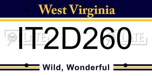 IT2D260 West Virginia License Plate