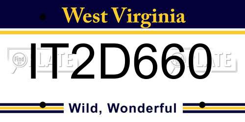 IT2D660 West Virginia License Plate