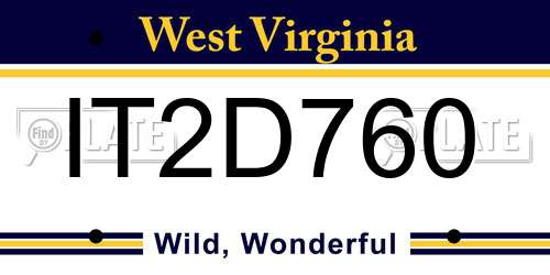 IT2D760 West Virginia License Plate