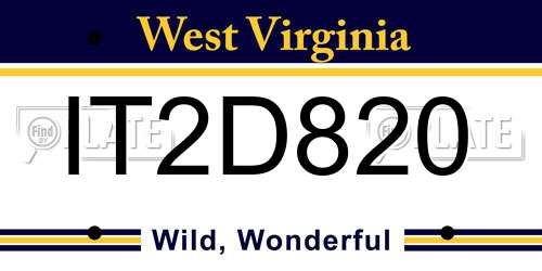IT2D820 West Virginia License Plate