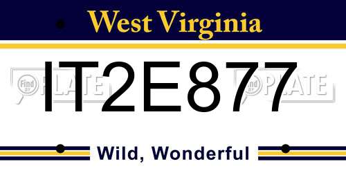 IT2E877 West Virginia License Plate