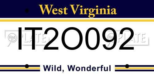 IT2O092 West Virginia License Plate
