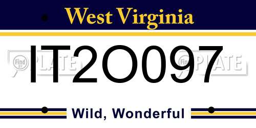 IT2O097 West Virginia License Plate