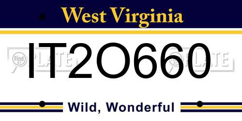 IT2O660 West Virginia License Plate